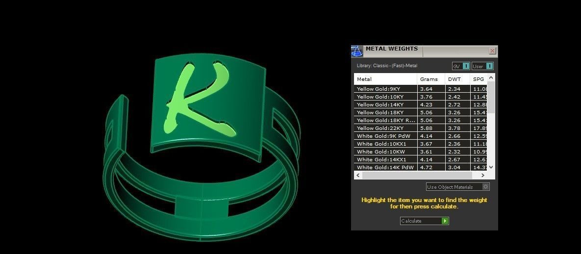 Initial K Alphabet Ring For Women Girls 3D print model_3