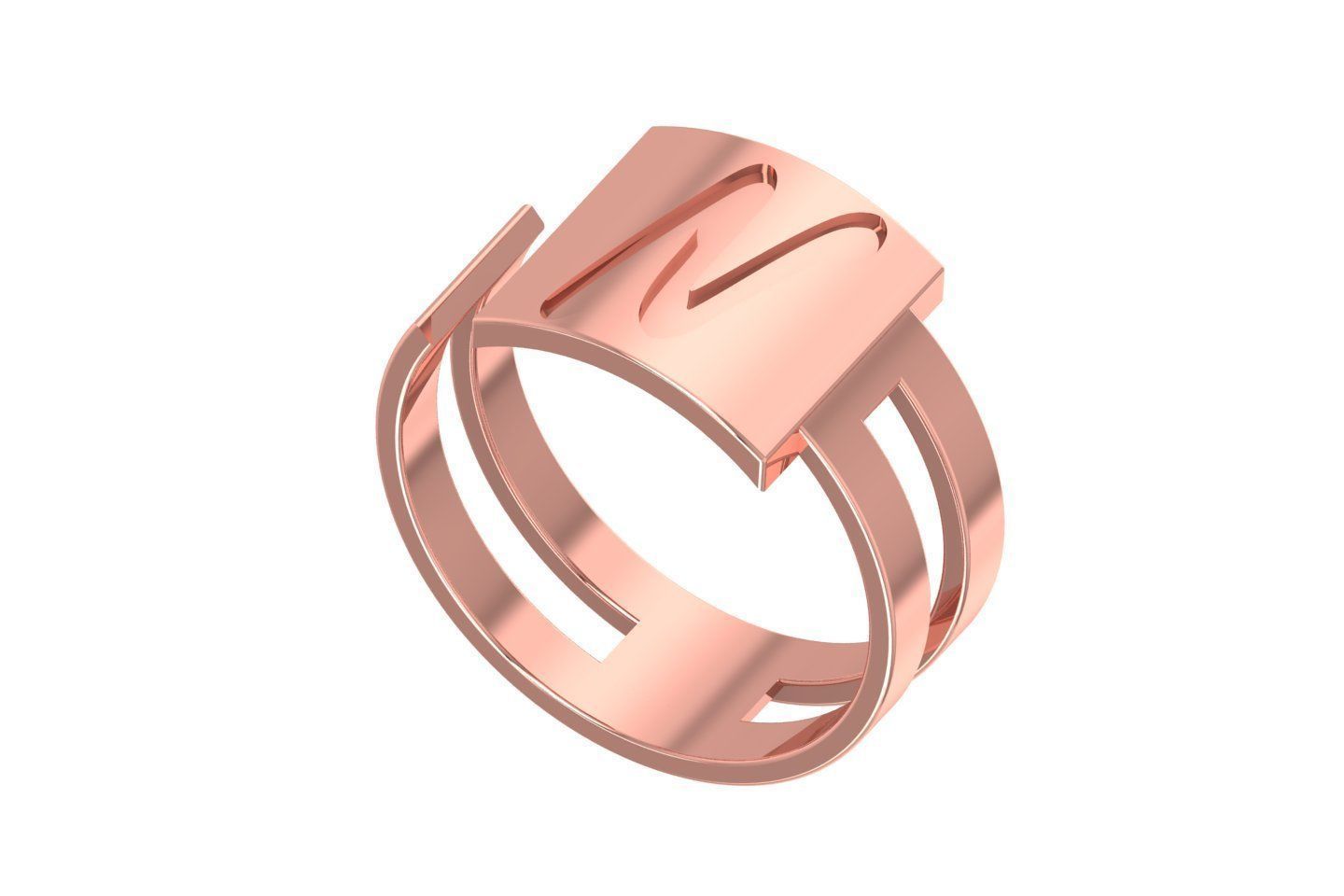 Initial N Alphabet Ring For Women Girls 3D print model_1
