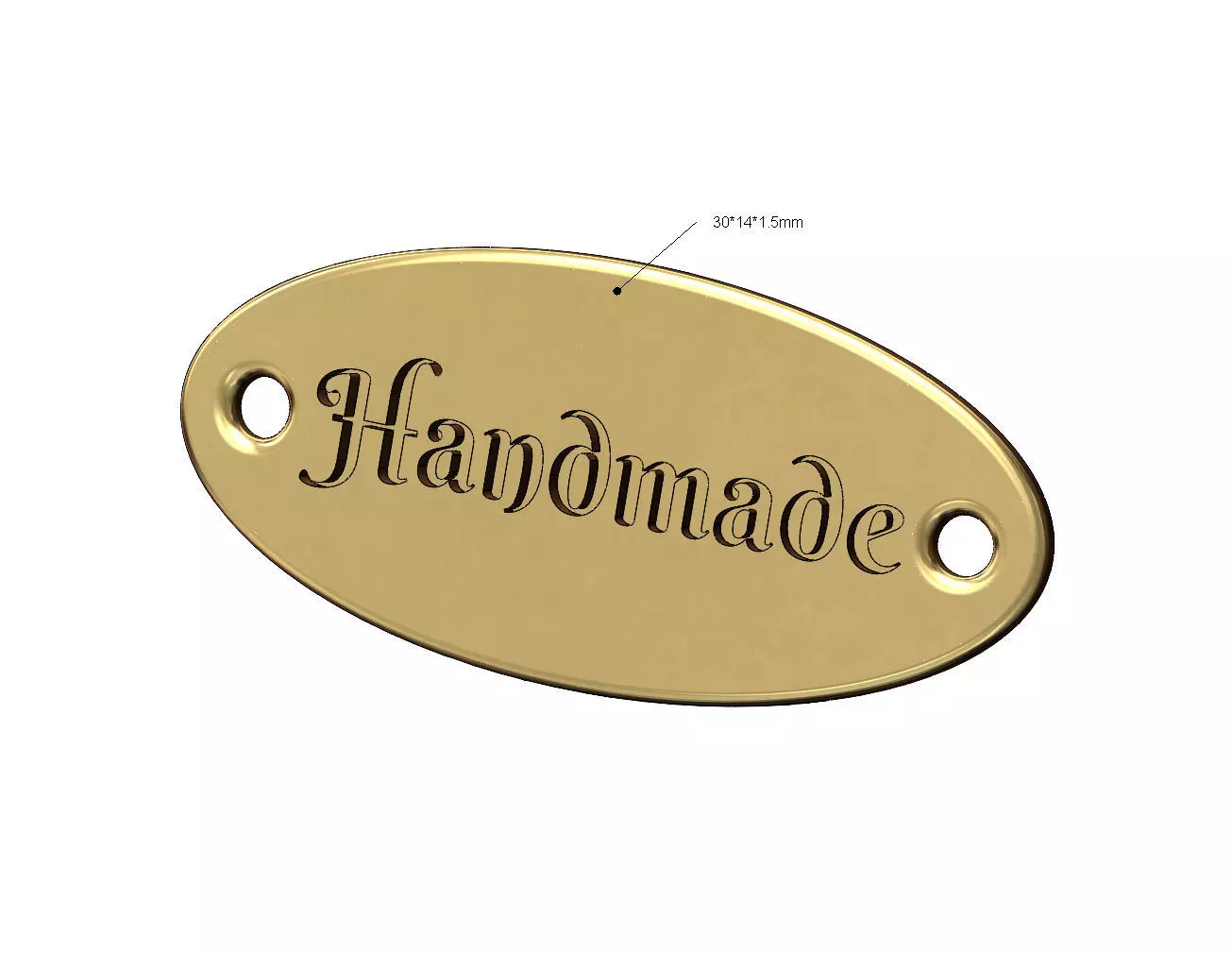 Handmade engraved oval ID bracelet tag Berkshire Swash font 3D print model