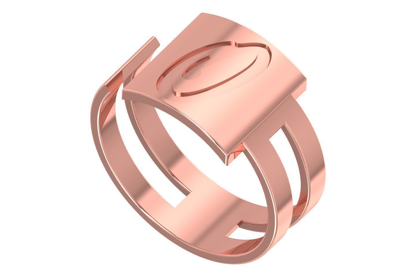 Initial O Alphabet Ring For Women Girls 3D print model_1