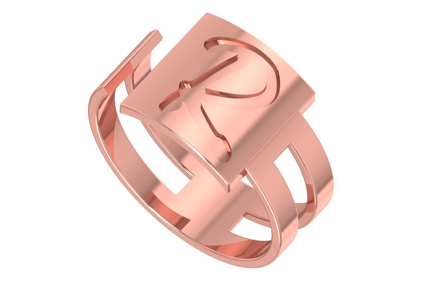 Initial R Alphabet Ring For Women Girls 3D print model_1