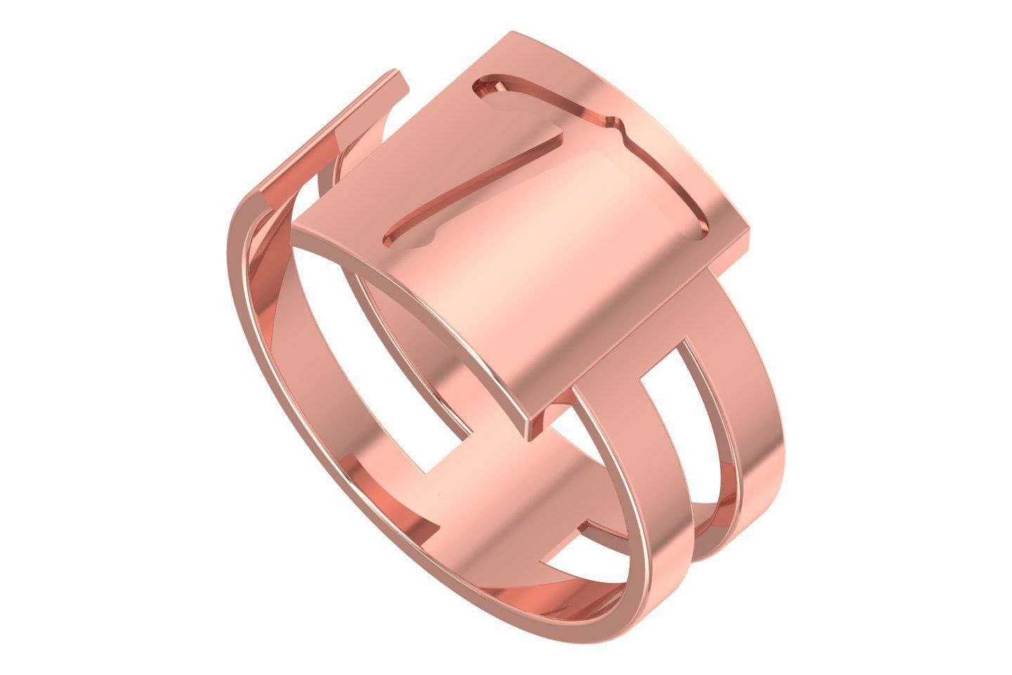 Initial T Alphabet Ring For Women Girls 3D print model_1