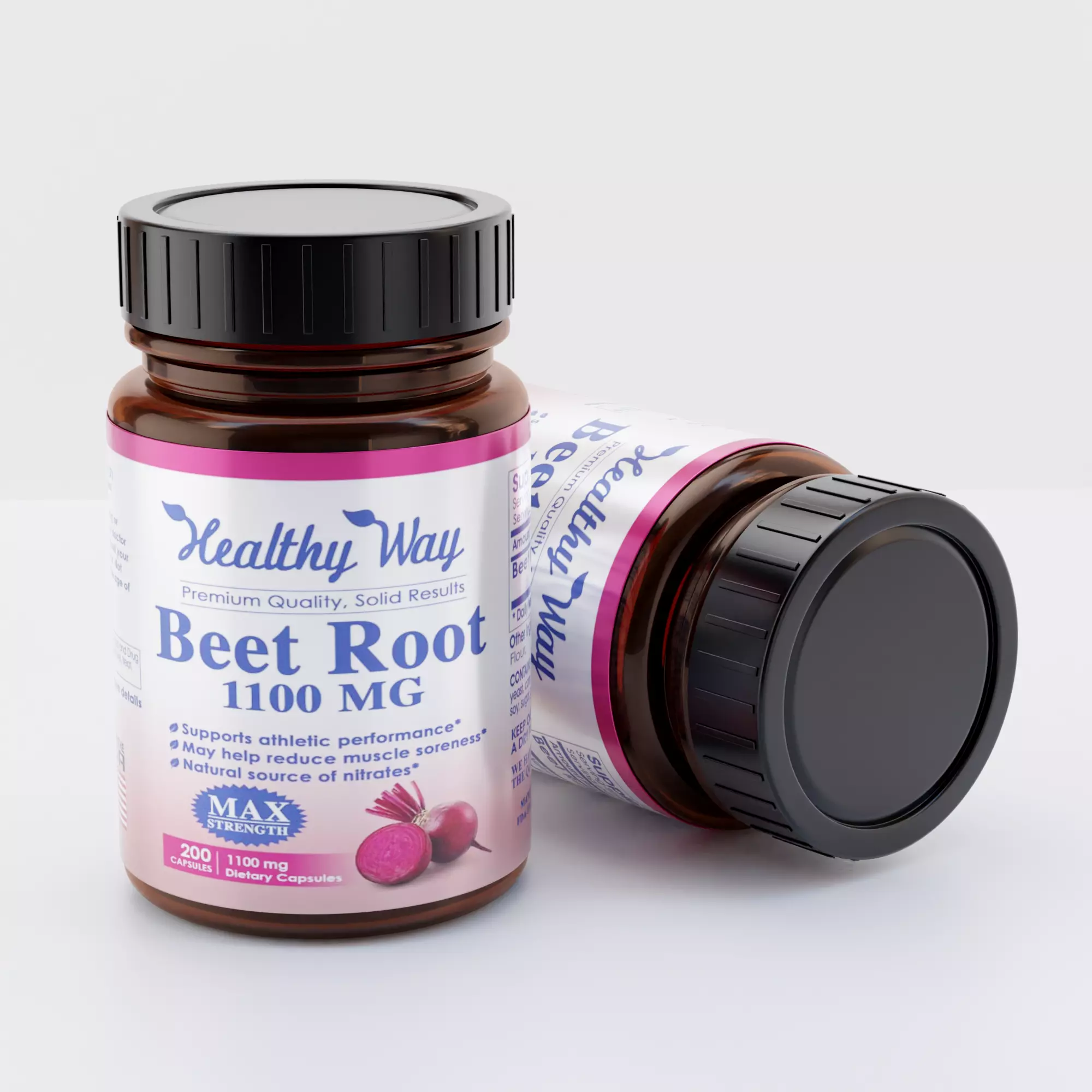 Supplement Bottle with Label Packaging 3D Modelling 3D model