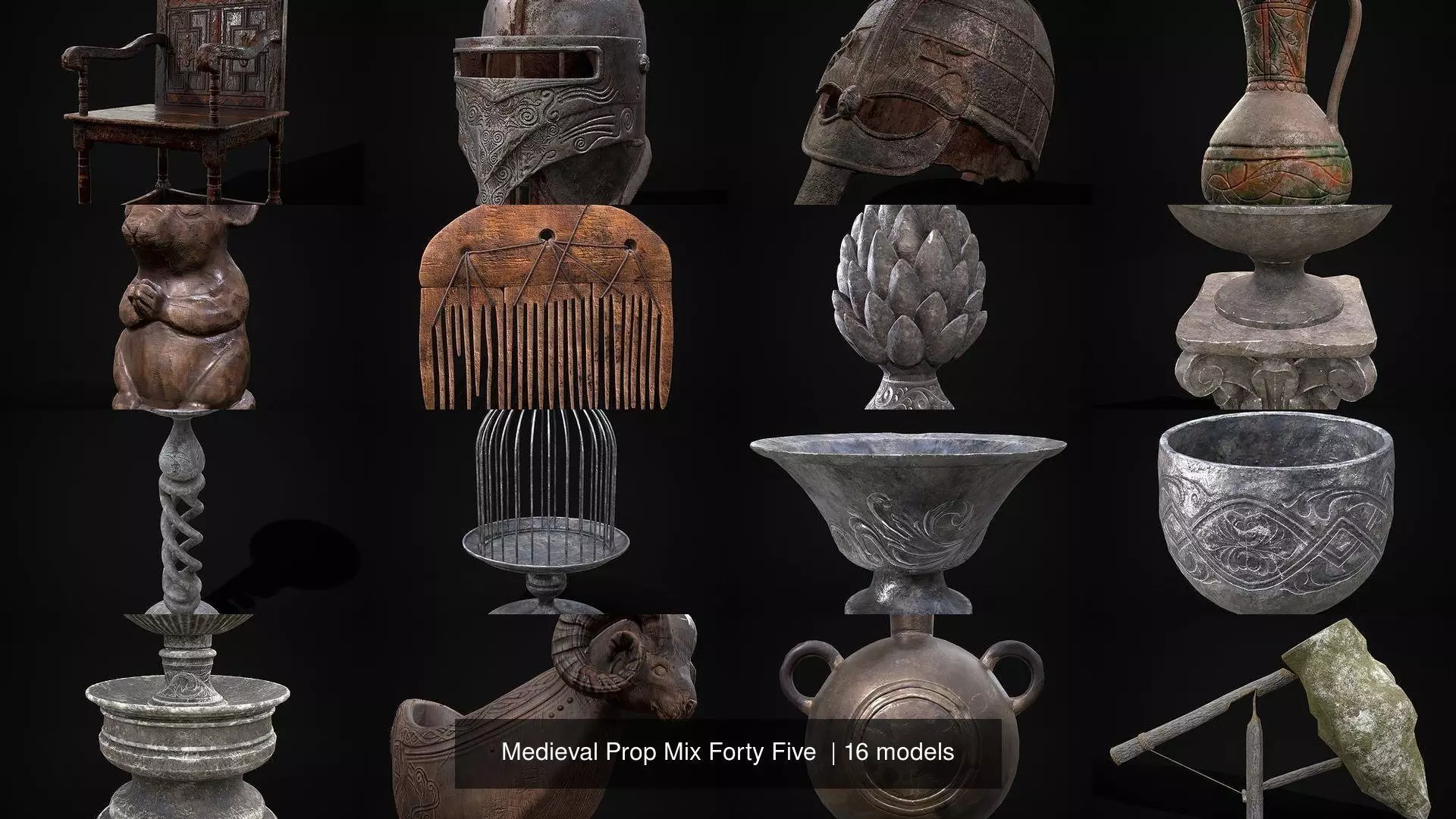 Medieval Prop Mix Forty Five  3D Model Collection_1