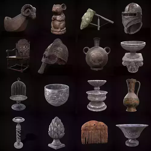 Medieval Prop Mix Forty Five  3D Model Collection