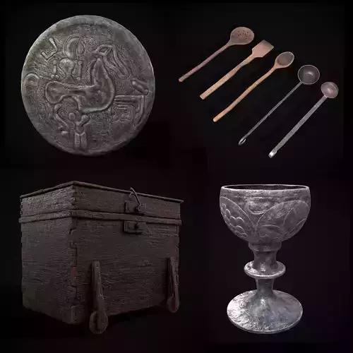 Medieval Prop Mix Forty Six 3D Model Collection