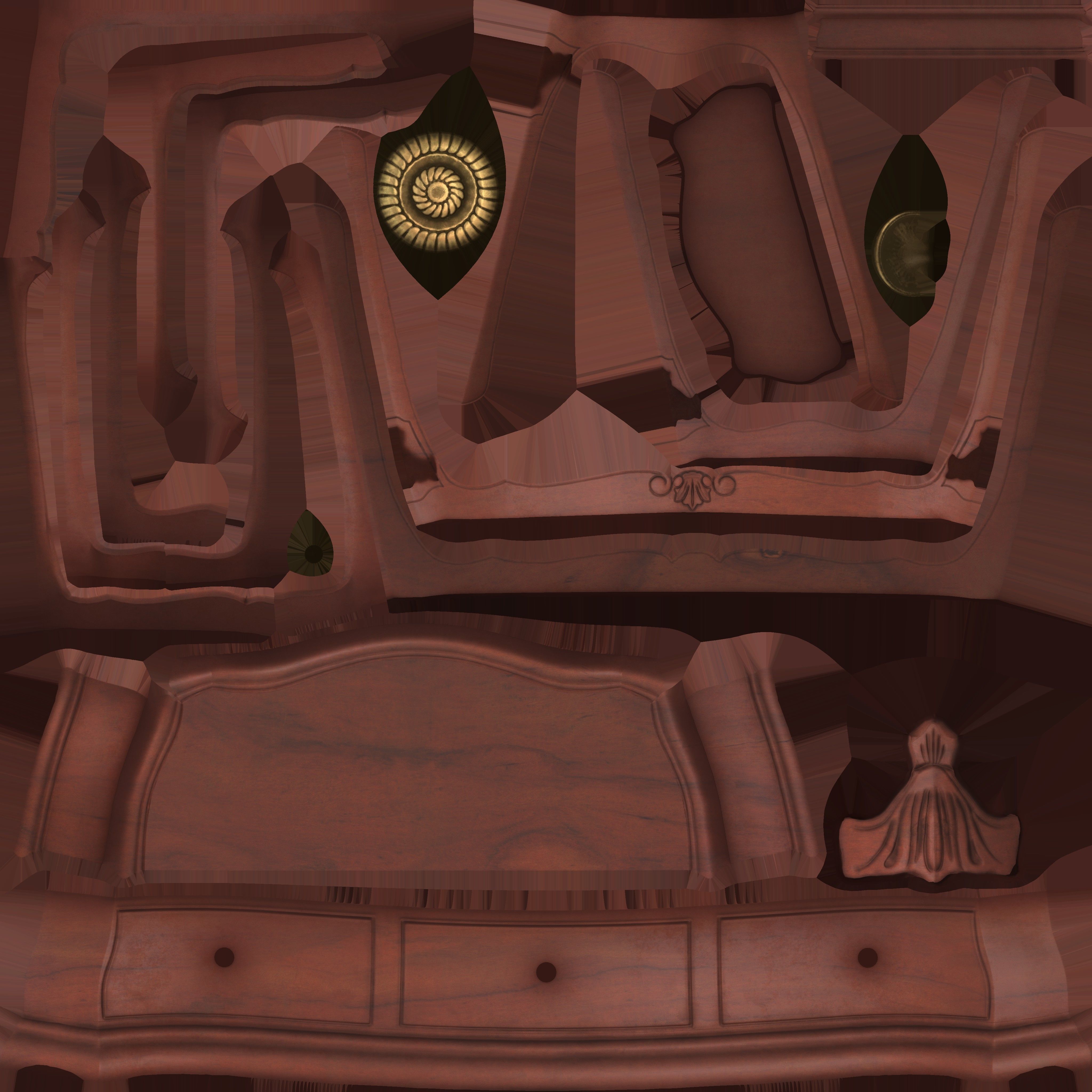 Game Ready Wood Desk Low-poly 3D model_19