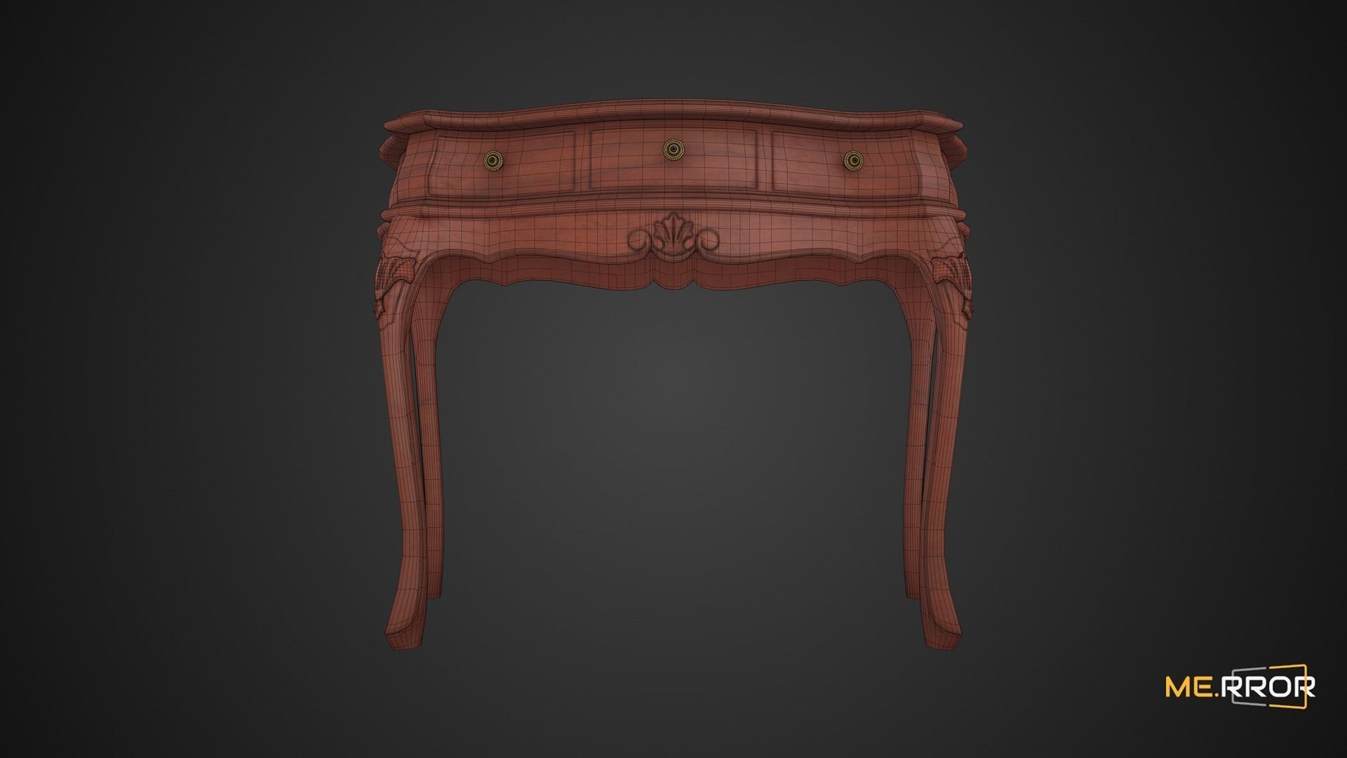 Game Ready Wood Desk Low-poly 3D model_3