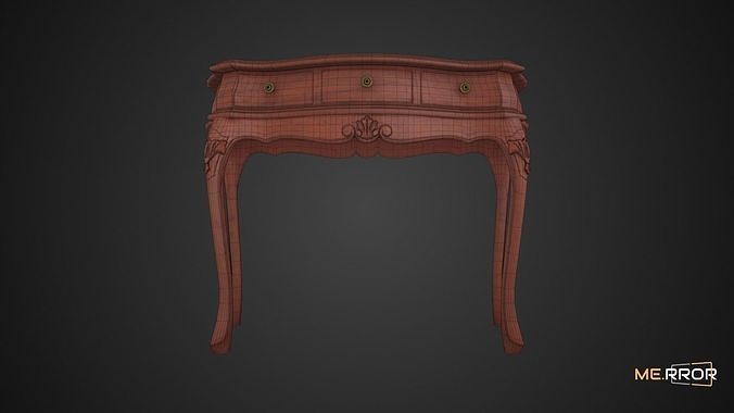 Game Ready Wood Desk Low-poly 3D model 4