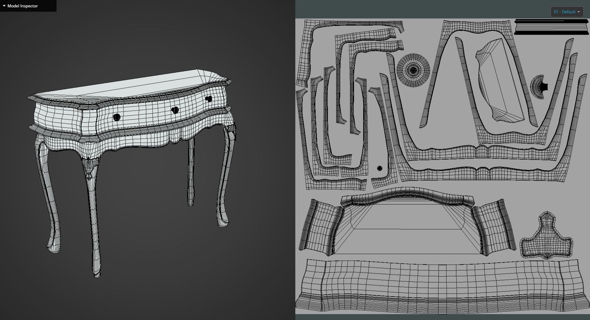 Game Ready Wood Desk Low-poly 3D model_14