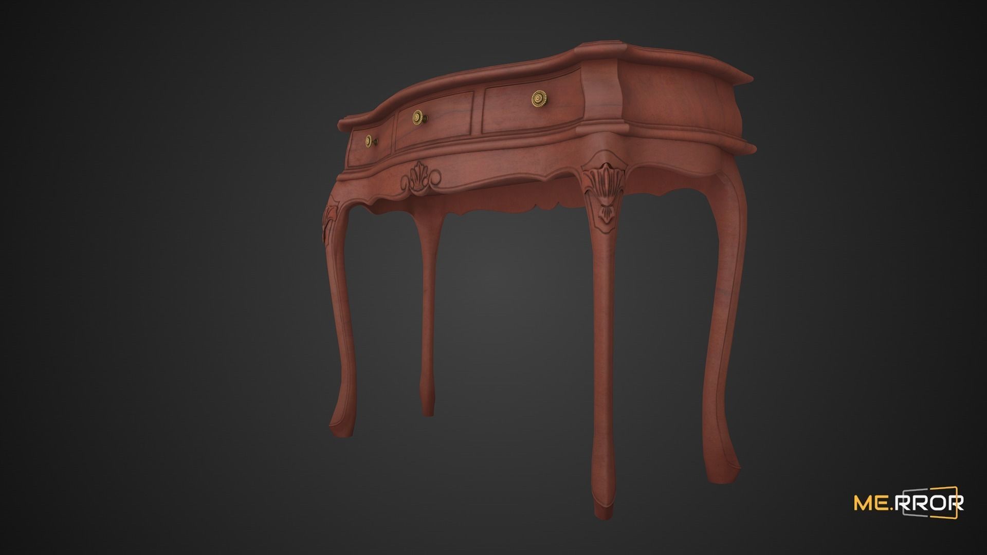 Game Ready Wood Desk Low-poly 3D model_2