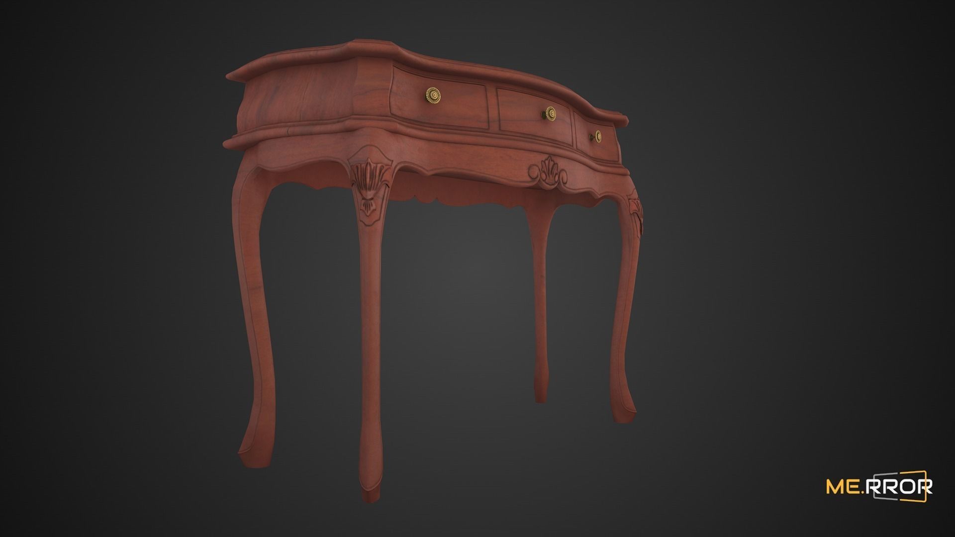 Game Ready Wood Desk Low-poly 3D model_6