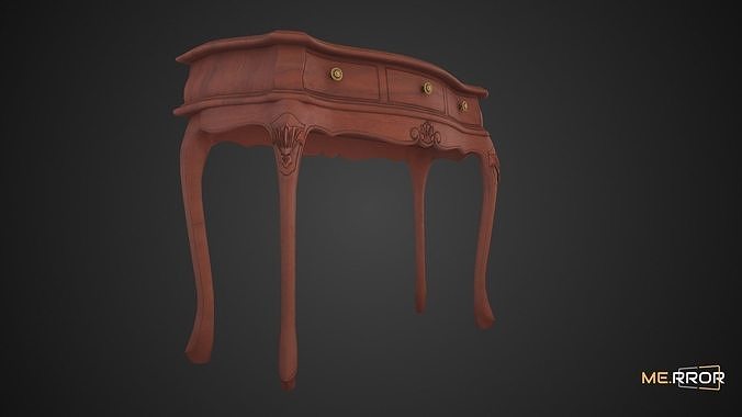 Game Ready Wood Desk Low-poly 3D model 7