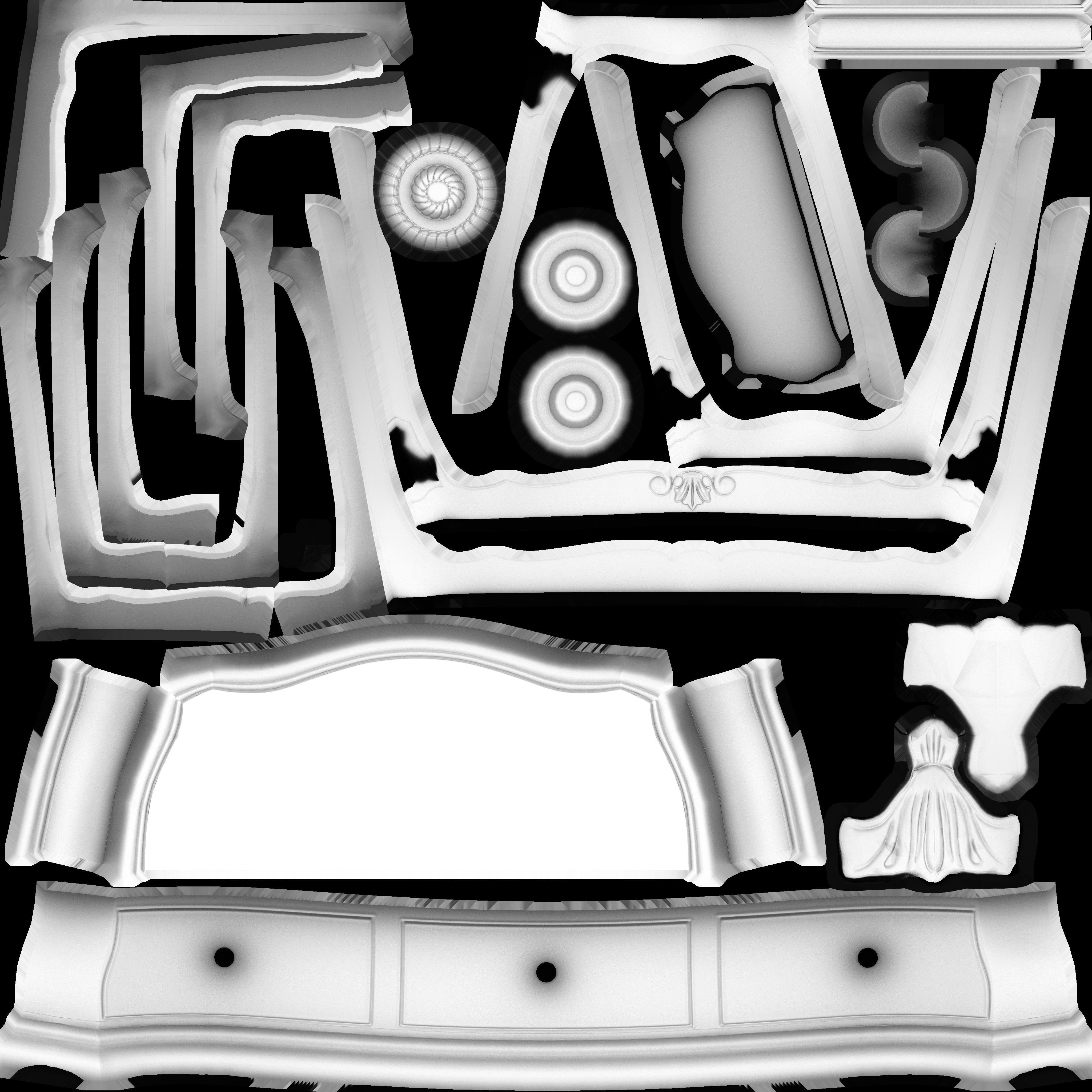 Game Ready Wood Desk Low-poly 3D model_5