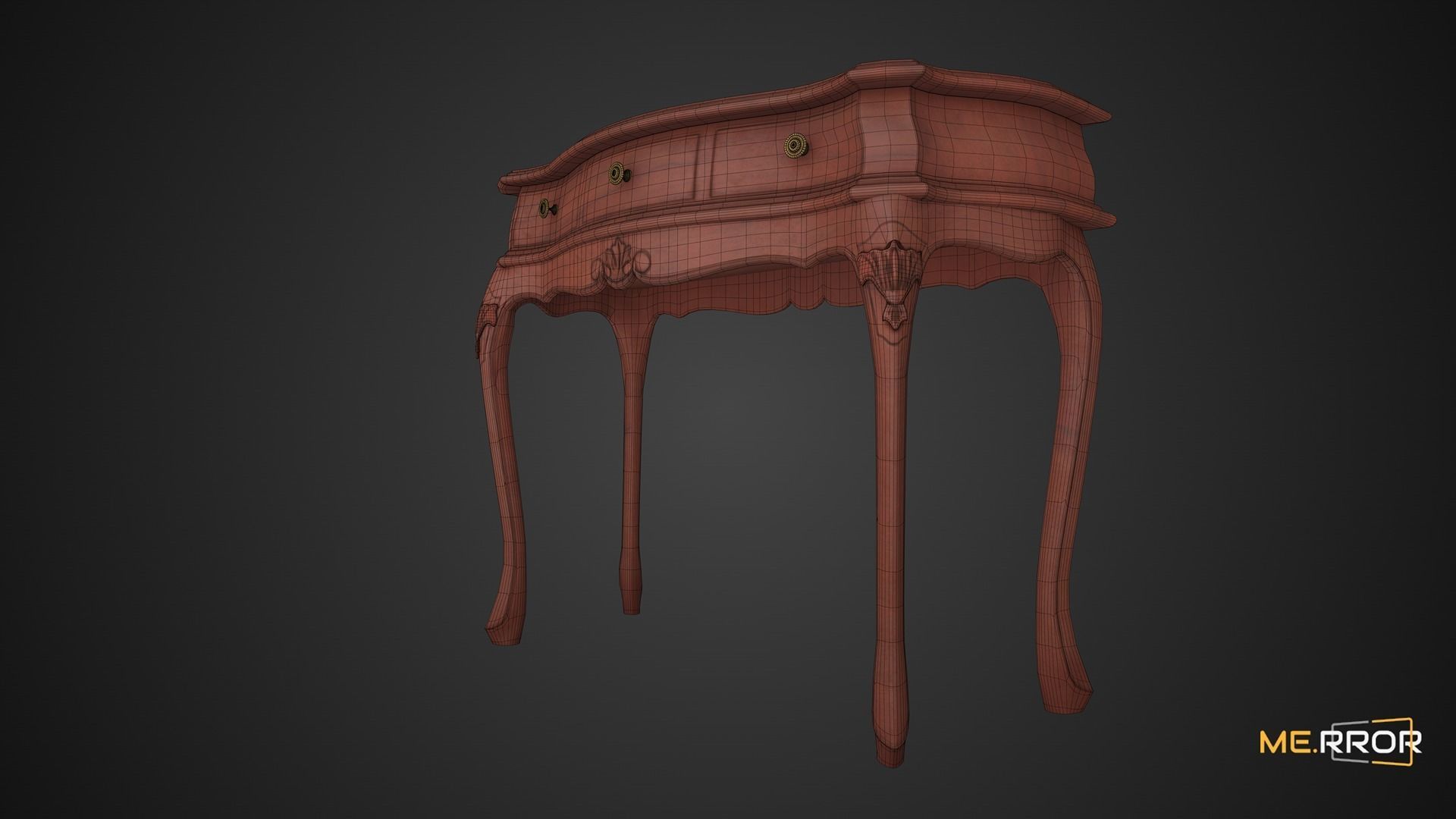 Game Ready Wood Desk Low-poly 3D model_10