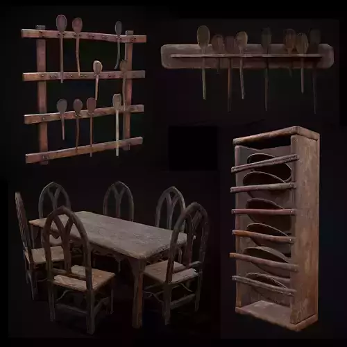 Medieval Prop Mix Forty Seven 3D Model Collection