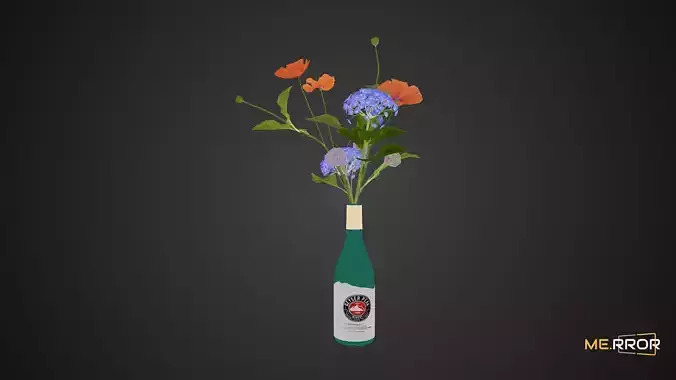 Game Ready Wine Bottle and Flowers