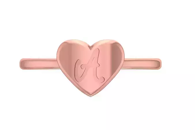 A Alphabet in Heart Ring 3dm STL OBJ FBX Render Details