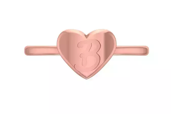 B Alphabet in Heart Ring 3dm STL OBJ FBX Render Details