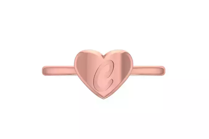 C Alphabet in Heart Ring 3dm STL OBJ FBX Render Details