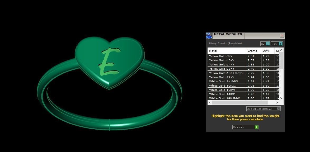 D Alphabet in Heart Ring 3dm STL OBJ FBX Render Details 3D print model_3