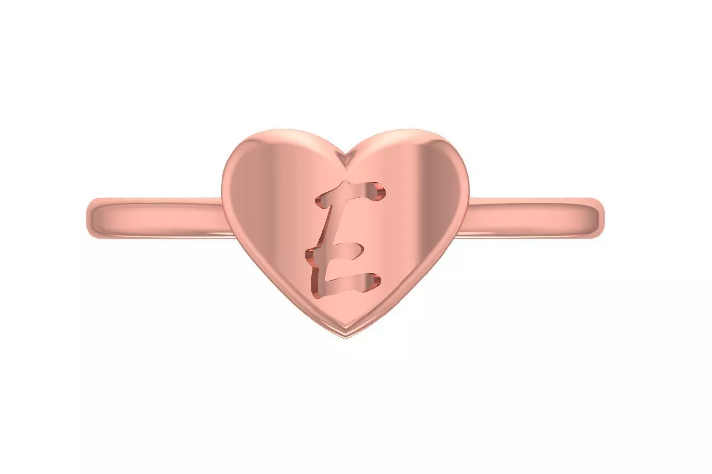 D Alphabet in Heart Ring 3dm STL OBJ FBX Render Details 3D print model_0
