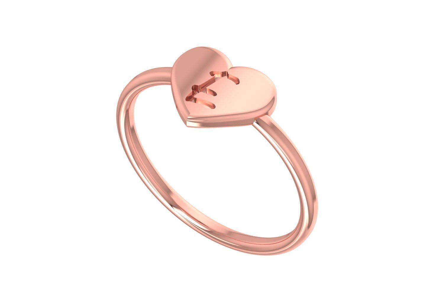 D Alphabet in Heart Ring 3dm STL OBJ FBX Render Details 3D print model_1
