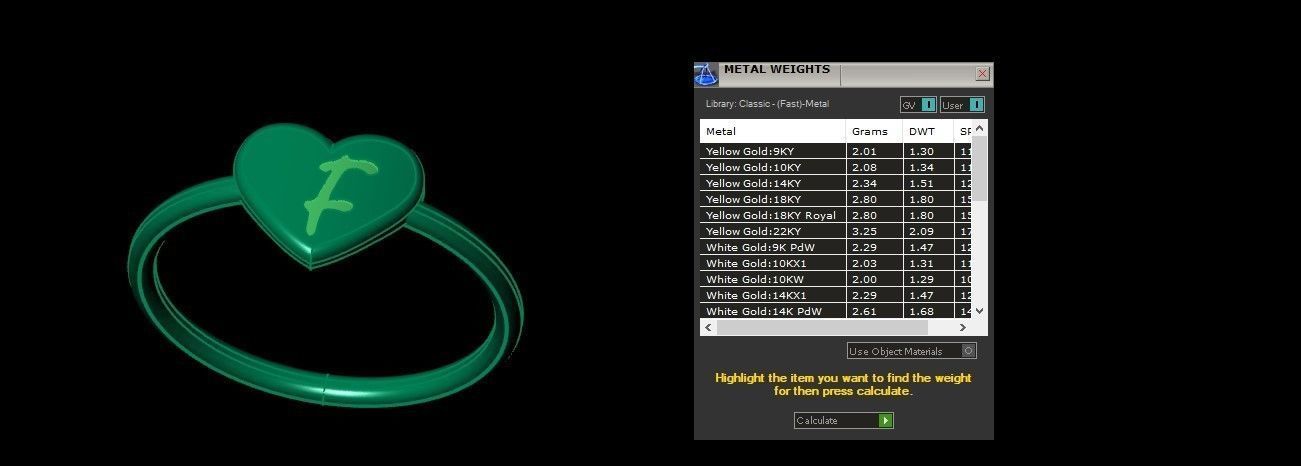 F Alphabet in Heart Ring 3dm STL OBJ FBX Render Details 3D print model_3