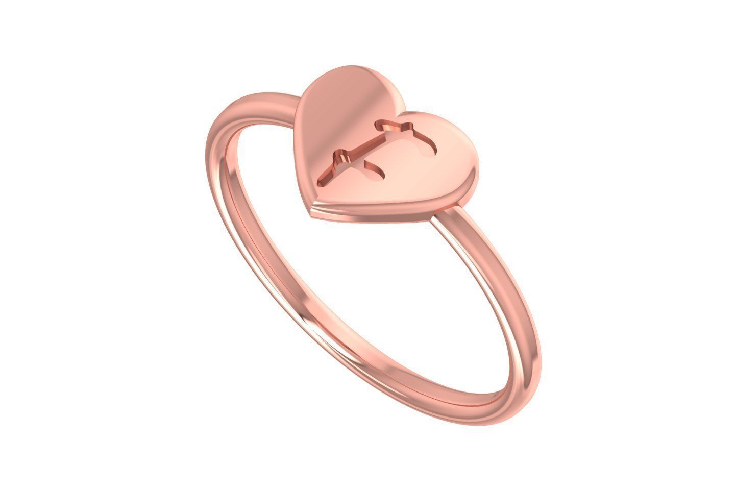 F Alphabet in Heart Ring 3dm STL OBJ FBX Render Details 3D print model_1