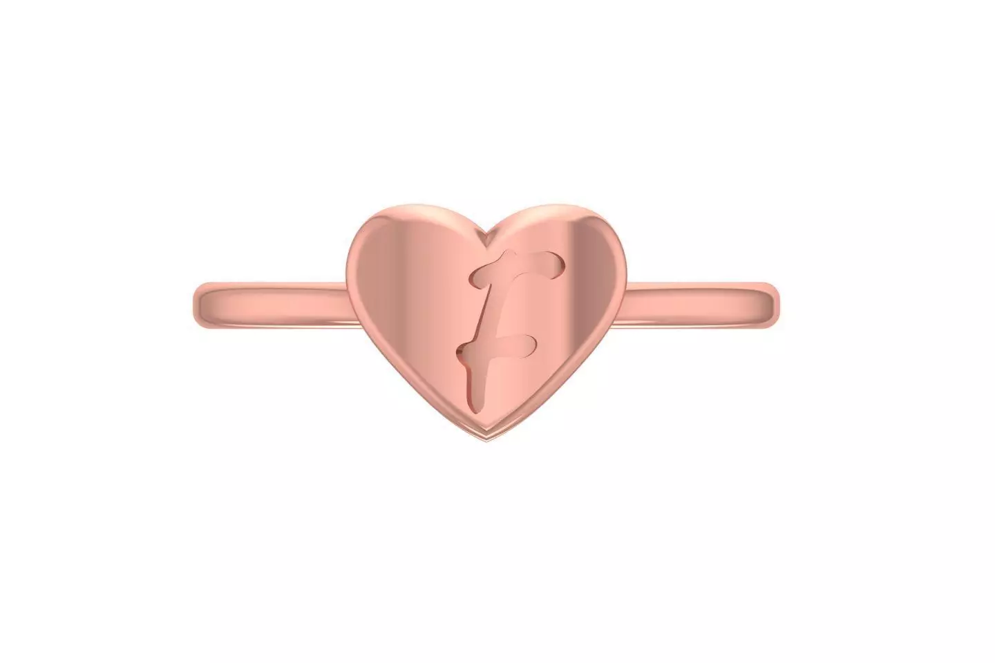 F Alphabet in Heart Ring 3dm STL OBJ FBX Render Details 3D print model_0