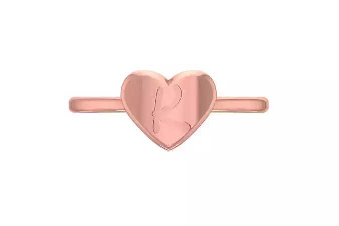 K Alphabet in Heart Ring 3dm STL OBJ FBX Render Details