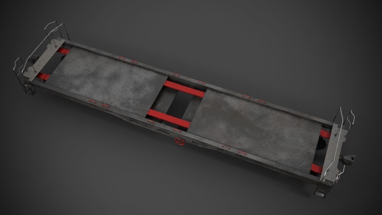 Flatbed rail car 3D model_5