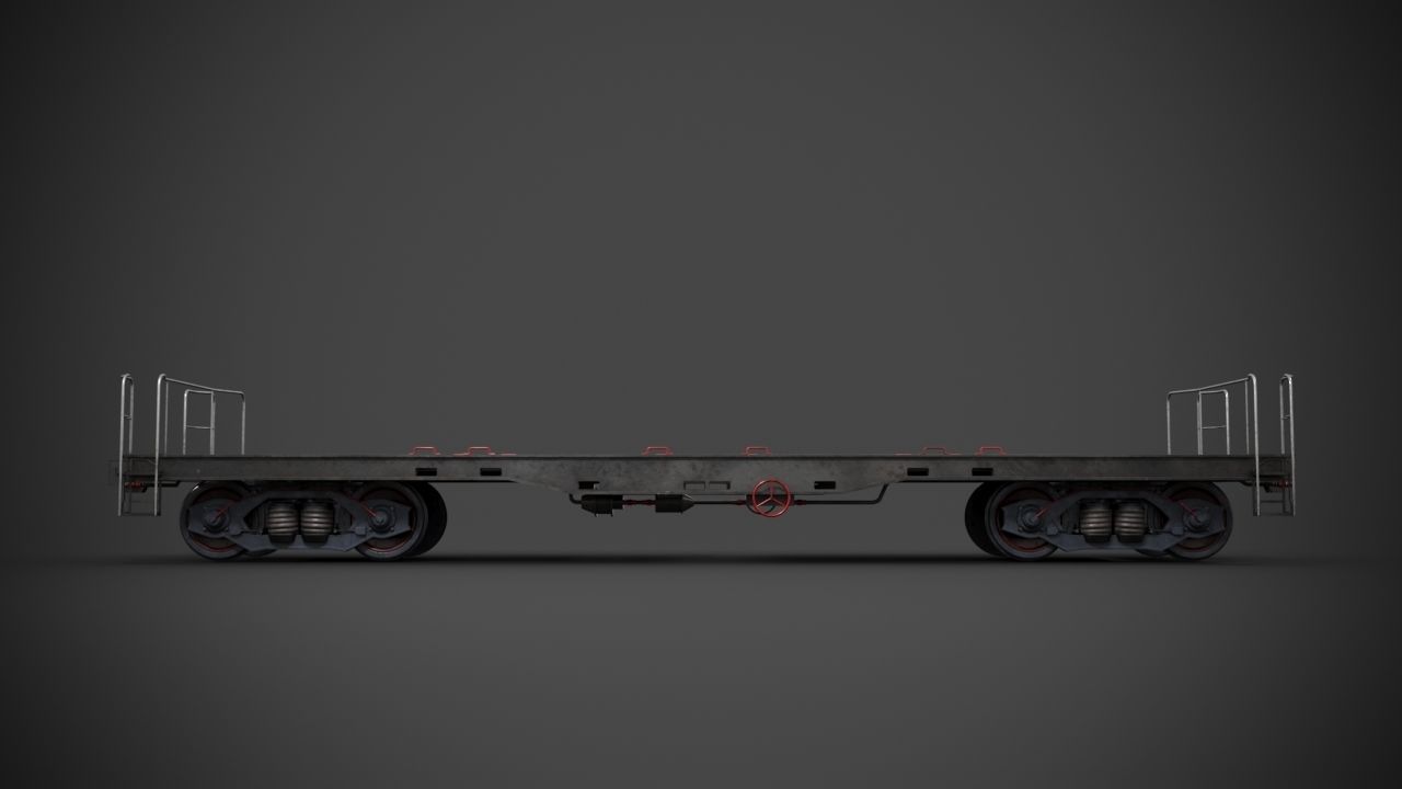 Flatbed rail car 3D model_4
