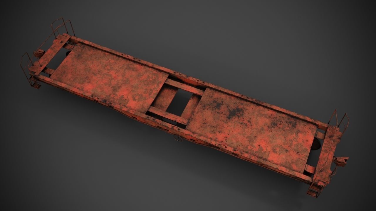 Flatbed rail car 3D model_9