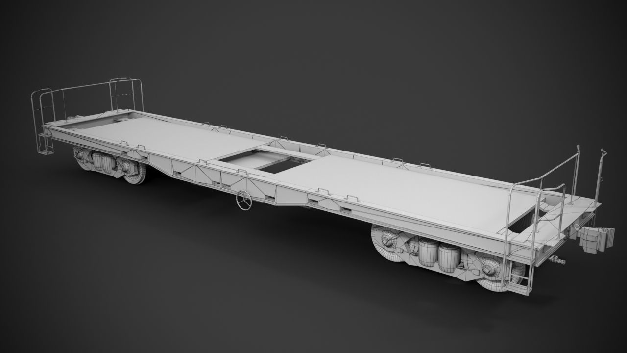 Flatbed rail car 3D model_10