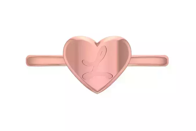 L Alphabet in Heart Ring 3dm STL OBJ FBX Render Details