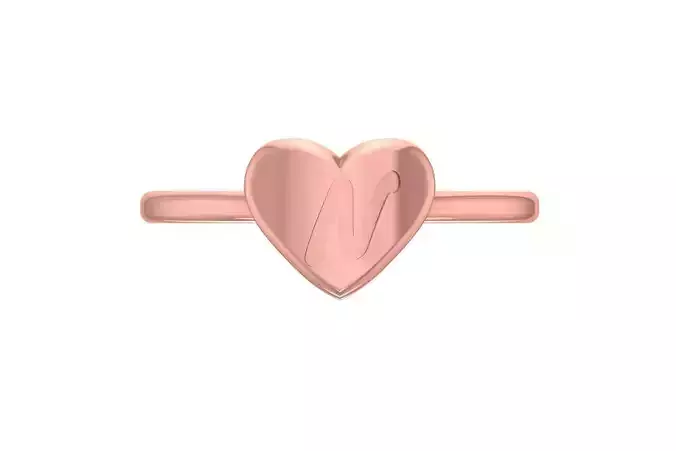 N Alphabet in Heart Ring 3dm STL OBJ FBX Render Details