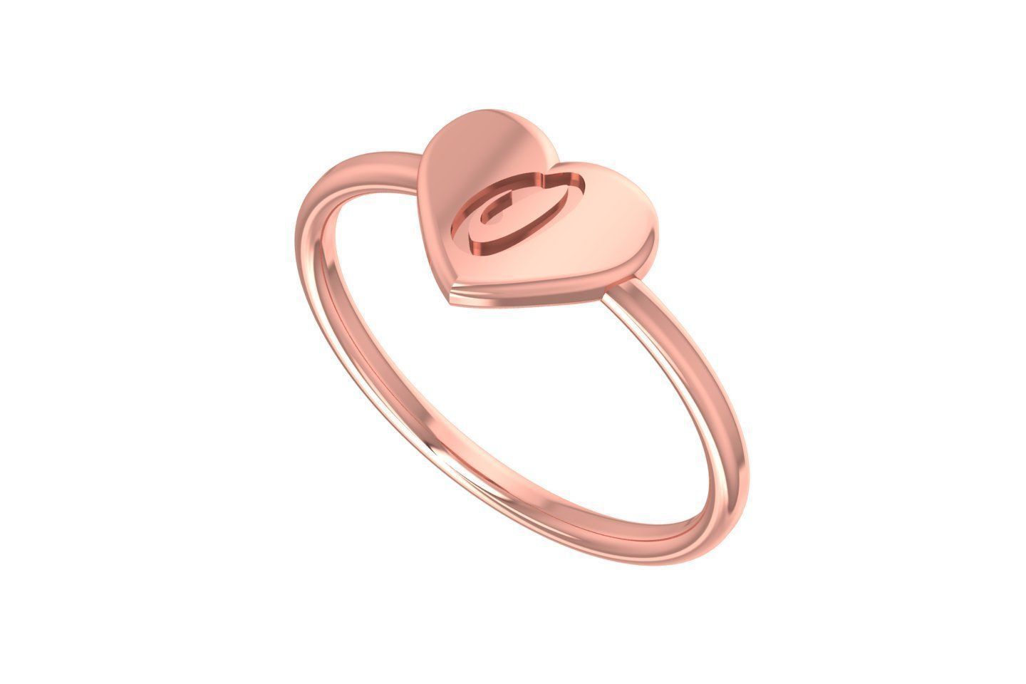 O Alphabet in Heart Ring 3dm STL OBJ FBX Render Details 3D print model_1