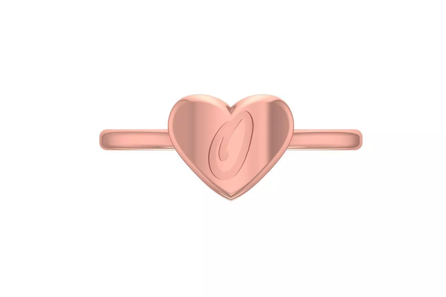 O Alphabet in Heart Ring 3dm STL OBJ FBX Render Details 3D print model_0