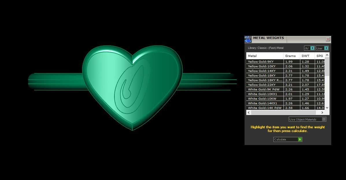 O Alphabet in Heart Ring 3dm STL OBJ FBX Render Details 3D print model_3