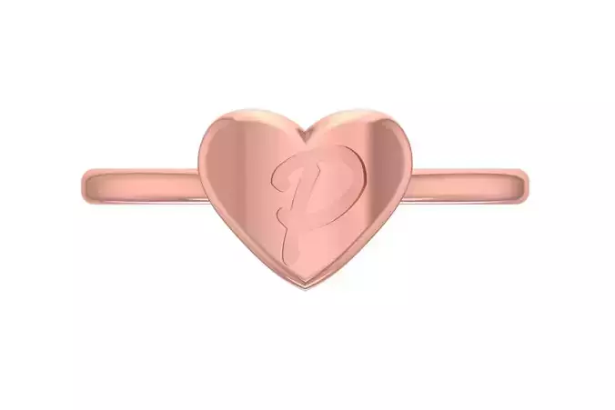 P Alphabet in Heart Ring 3dm STL OBJ FBX Render Details