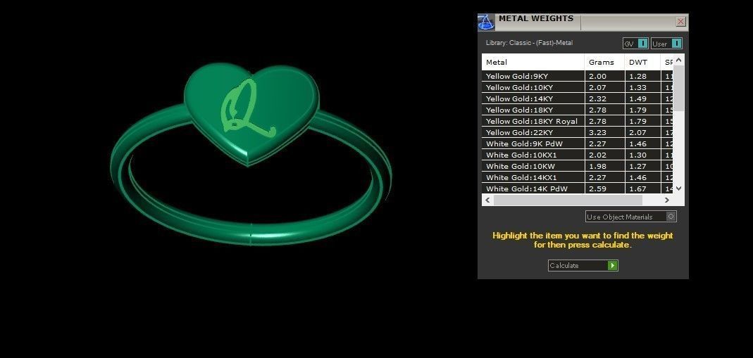 Q Alphabet in Heart Ring 3dm STL OBJ FBX Render Details 3D print model_3