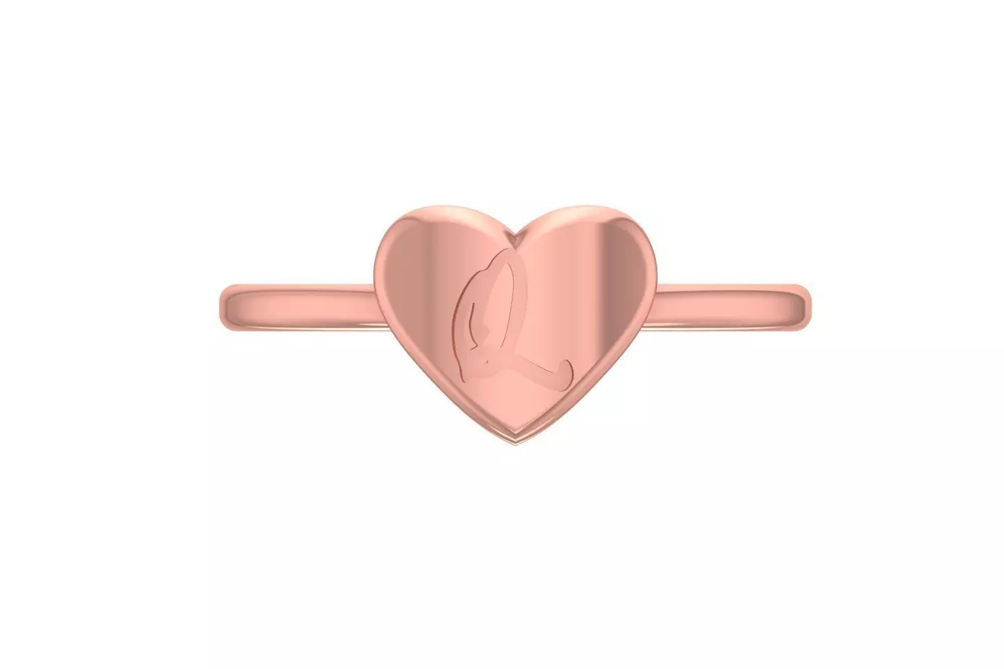 Q Alphabet in Heart Ring 3dm STL OBJ FBX Render Details 3D print model_0