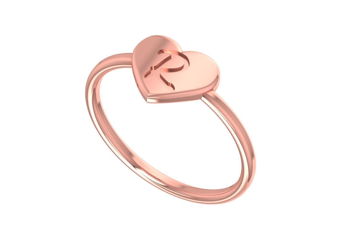 R Alphabet in Heart Ring 3dm STL OBJ FBX Render Details 3D print model_1