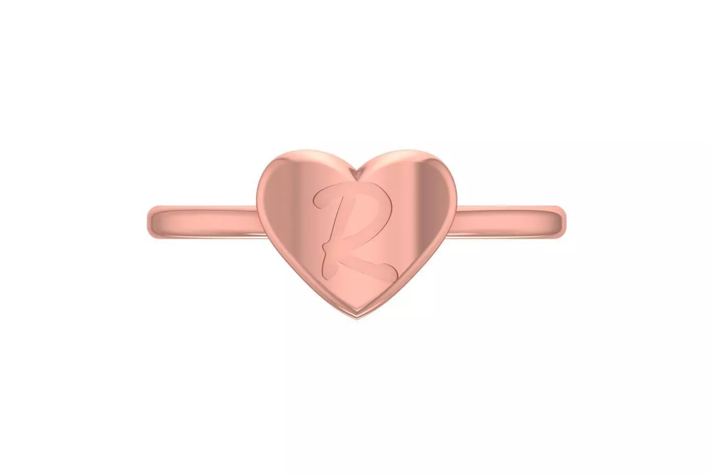R Alphabet in Heart Ring 3dm STL OBJ FBX Render Details 3D print model_0