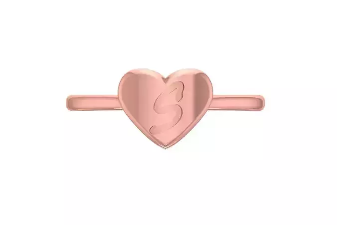 S Alphabet in Heart Ring 3dm STL OBJ FBX Render Details