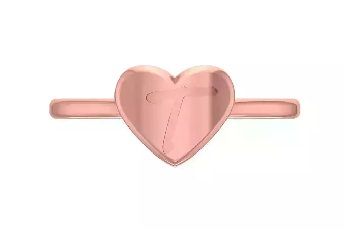 T Alphabet in Heart Ring 3dm STL OBJ FBX Render Details