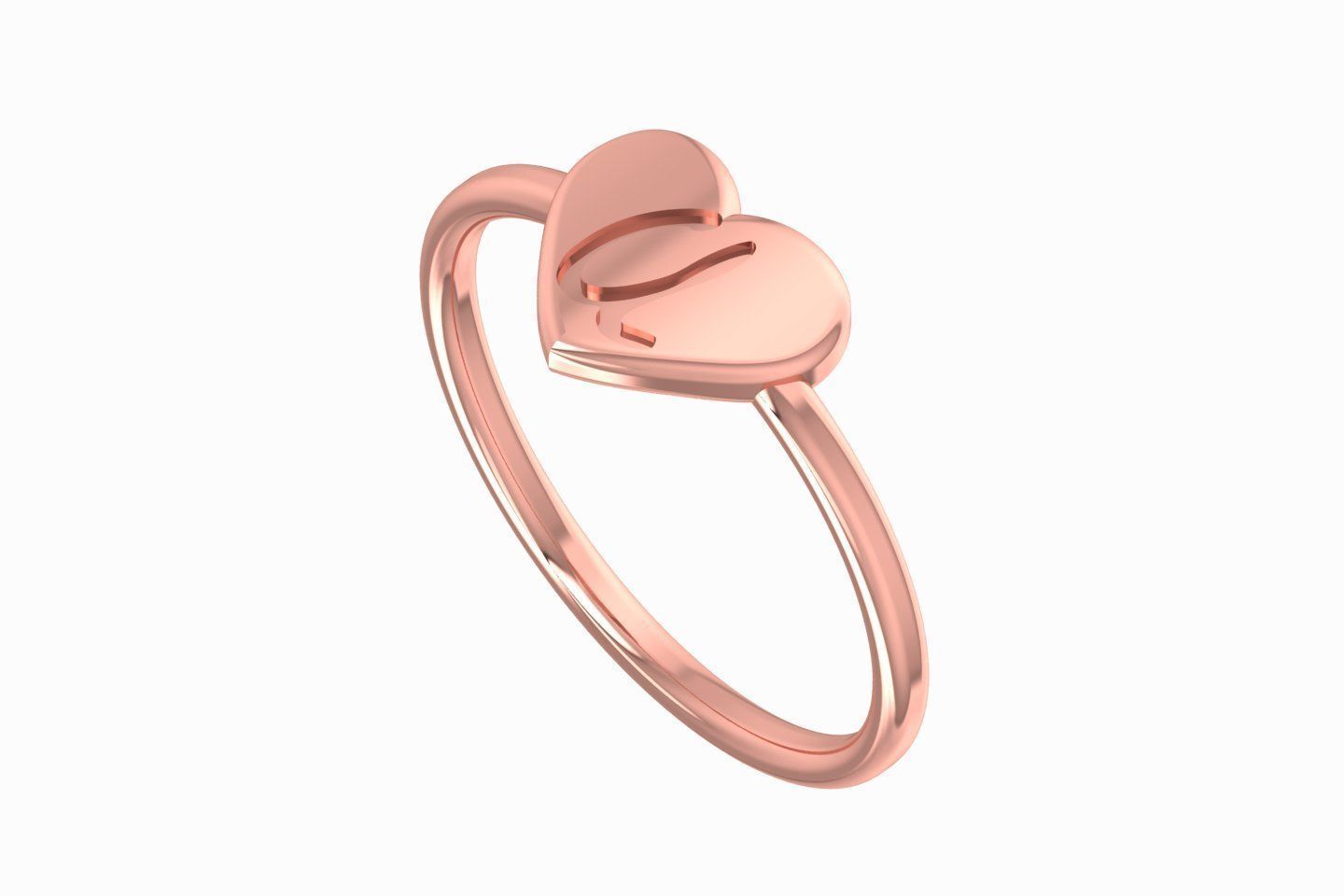 U Alphabet in Heart Ring 3dm STL OBJ FBX Render Details 3D print model_1