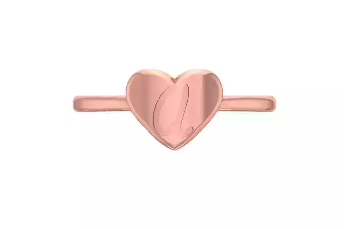 U Alphabet in Heart Ring 3dm STL OBJ FBX Render Details