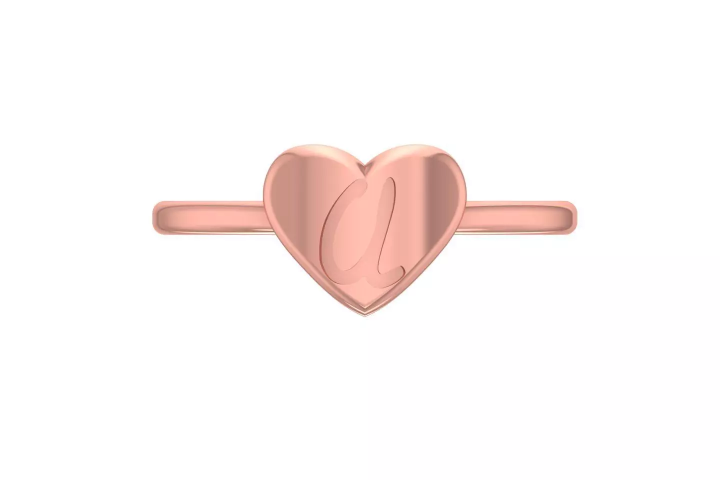 U Alphabet in Heart Ring 3dm STL OBJ FBX Render Details 3D print model_0